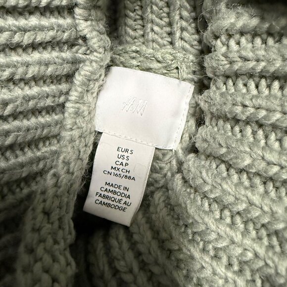 H&M Womens Ribbed Knit Turtleneck Sweater US Small Sage Green Acrylic/Polyester - Picture 6 of 6